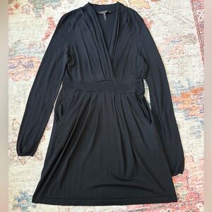 BCBG MaxAzaria Shawl Collar Black Sweater Dress Silk Blend Women’s Size Large